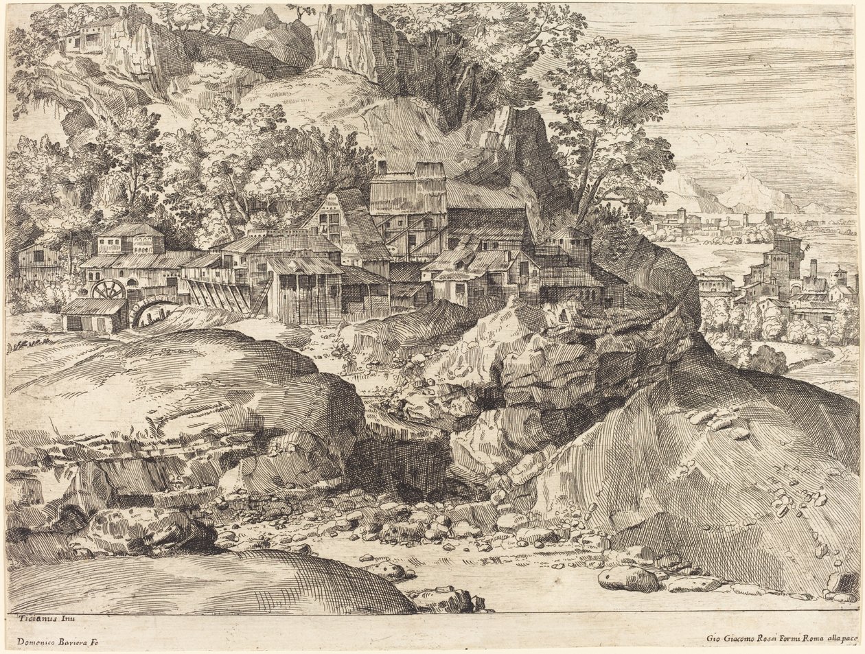 Paisaje con un molino de Dominique Barrière after Titian