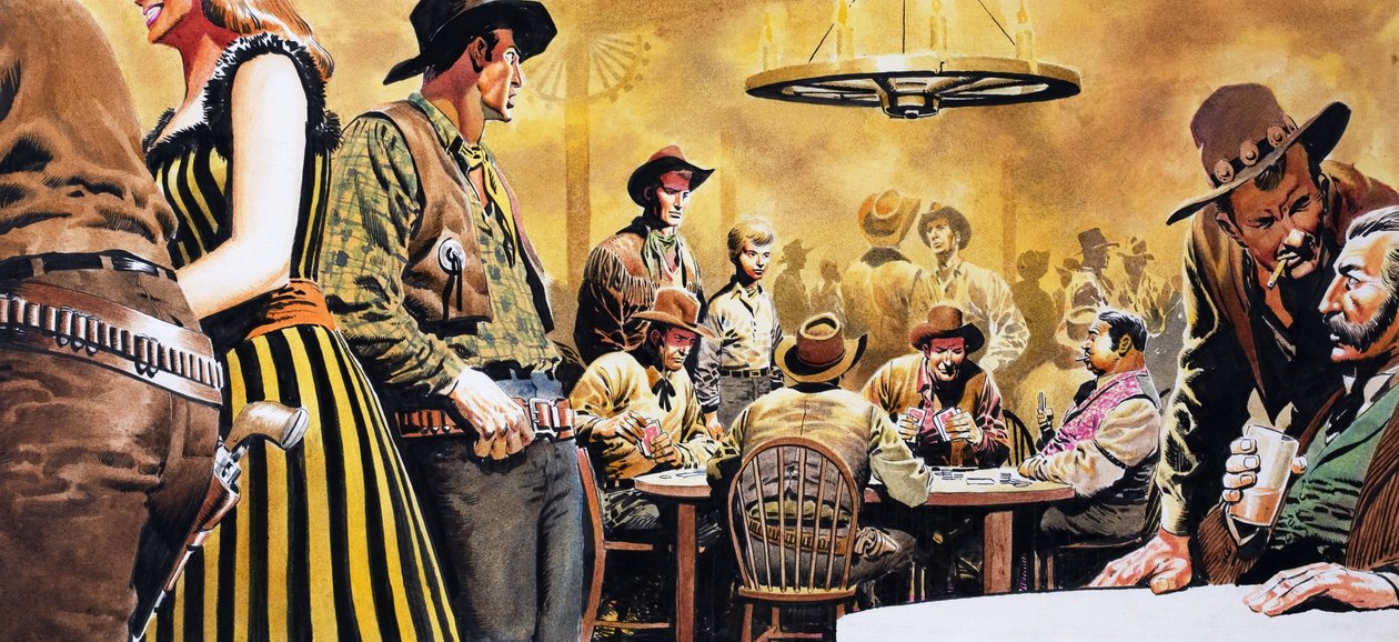 Wild West Saloon (gouache sobre papel) de Don Lawrence