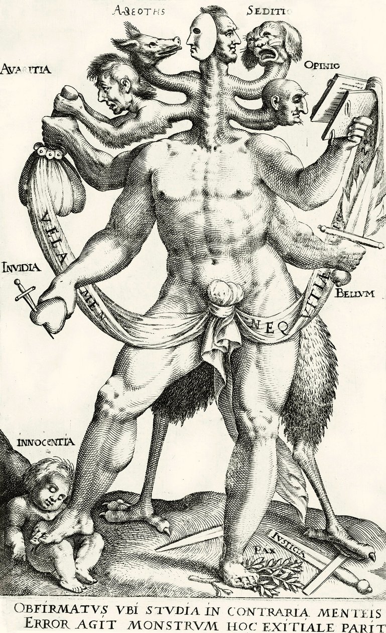 El arminianismo como monstruo de cinco cabezas de Dutch School