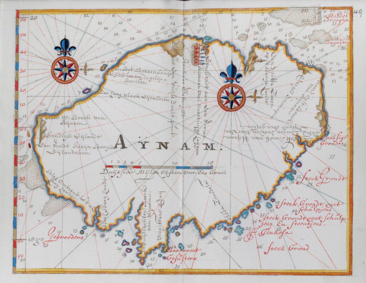 Mapa de la isla de Aynam. de Dutch School