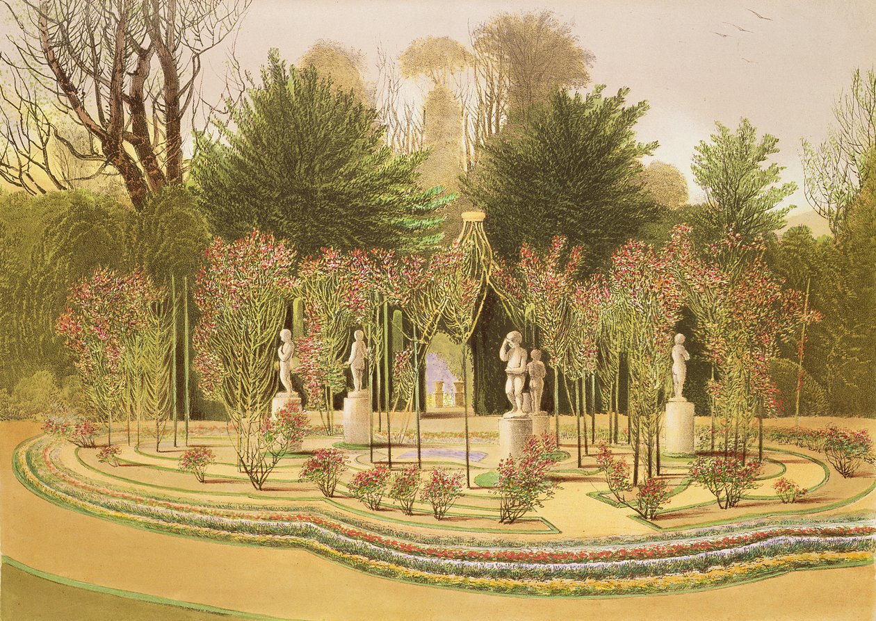 El jardín de rosas en Nuneham Courtney, cerca de Oxford de E. Adveno Brooke
