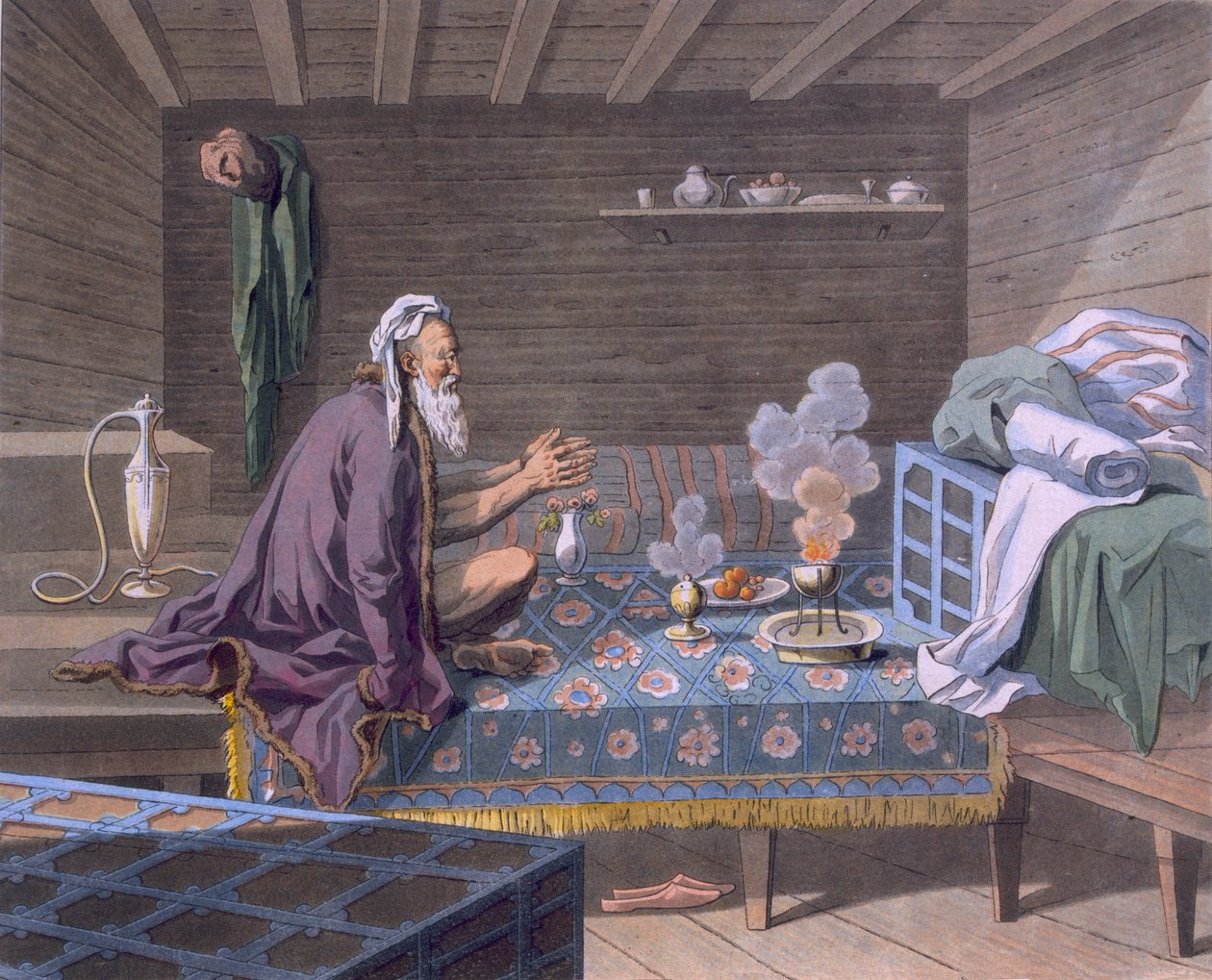 Un persa haciendo sus oraciones matutinas, 1812-13 de E. Karnejeff