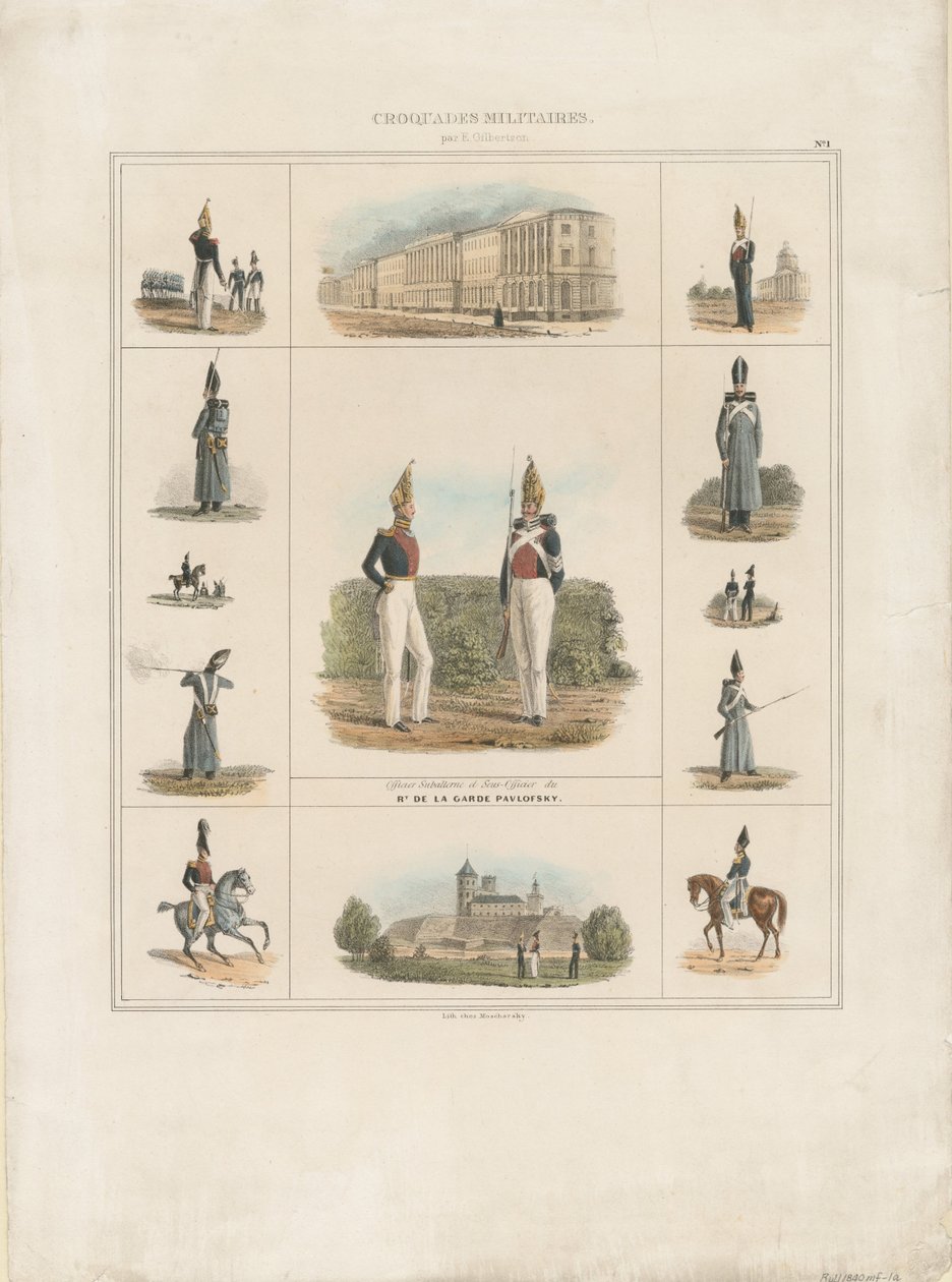El Regimiento de la Guardia Pavlovsky, 1840 de E. Gilbertson