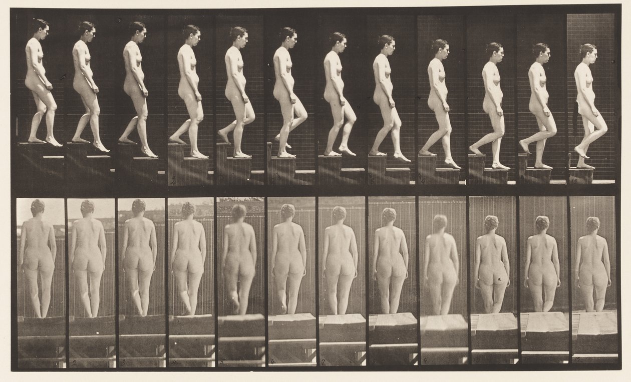 Placa 129. Bajando Escaleras, Manos Juntas de Eadweard Muybridge