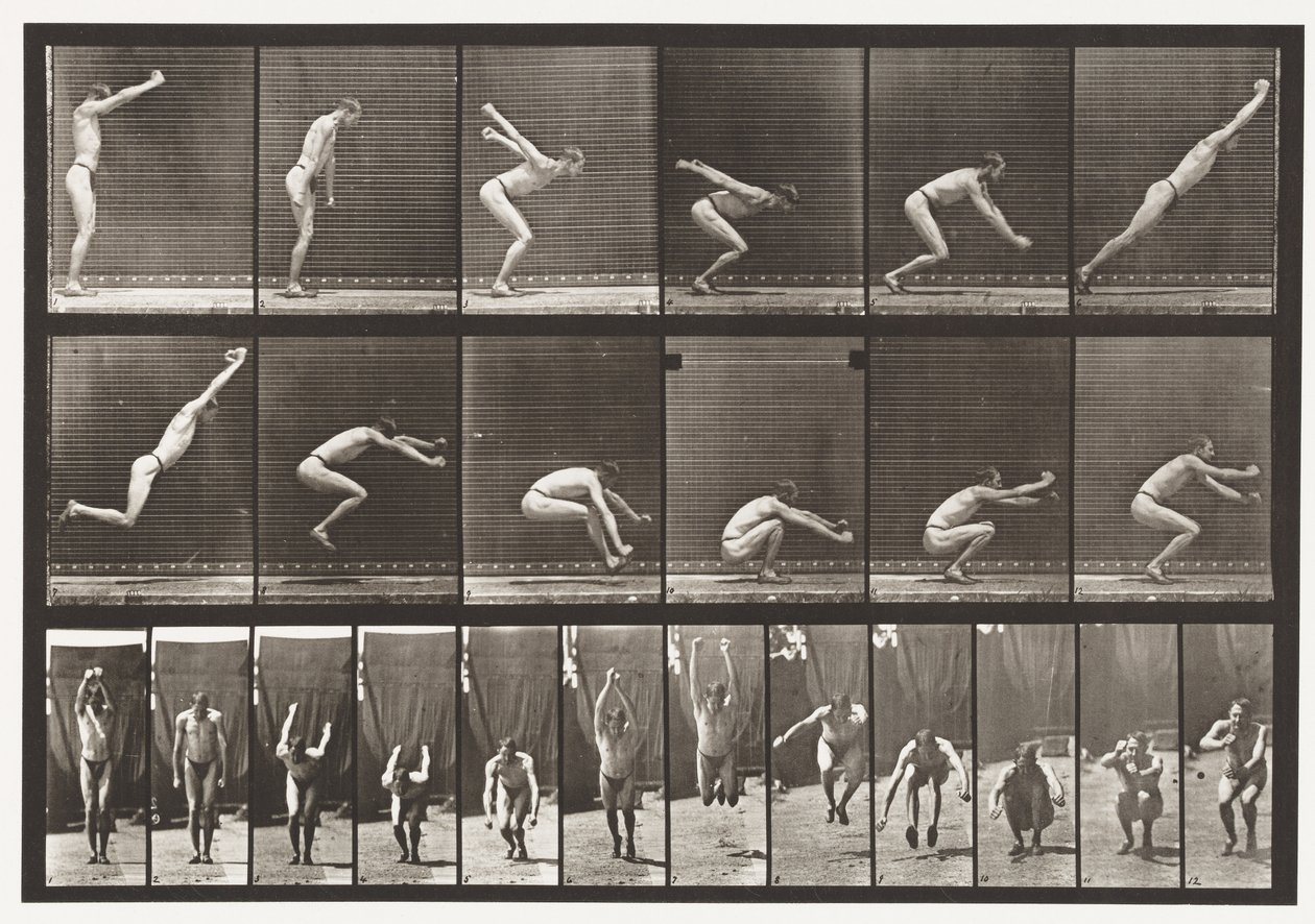 Placa 163. Saltando; salto de longitud en pie, 1872-1885 de Eadweard Muybridge