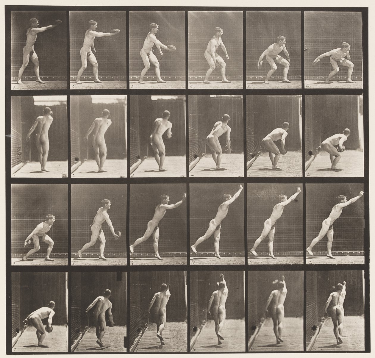 Placa 307. Lanzando un disco de hierro, 1872-1885 de Eadweard Muybridge