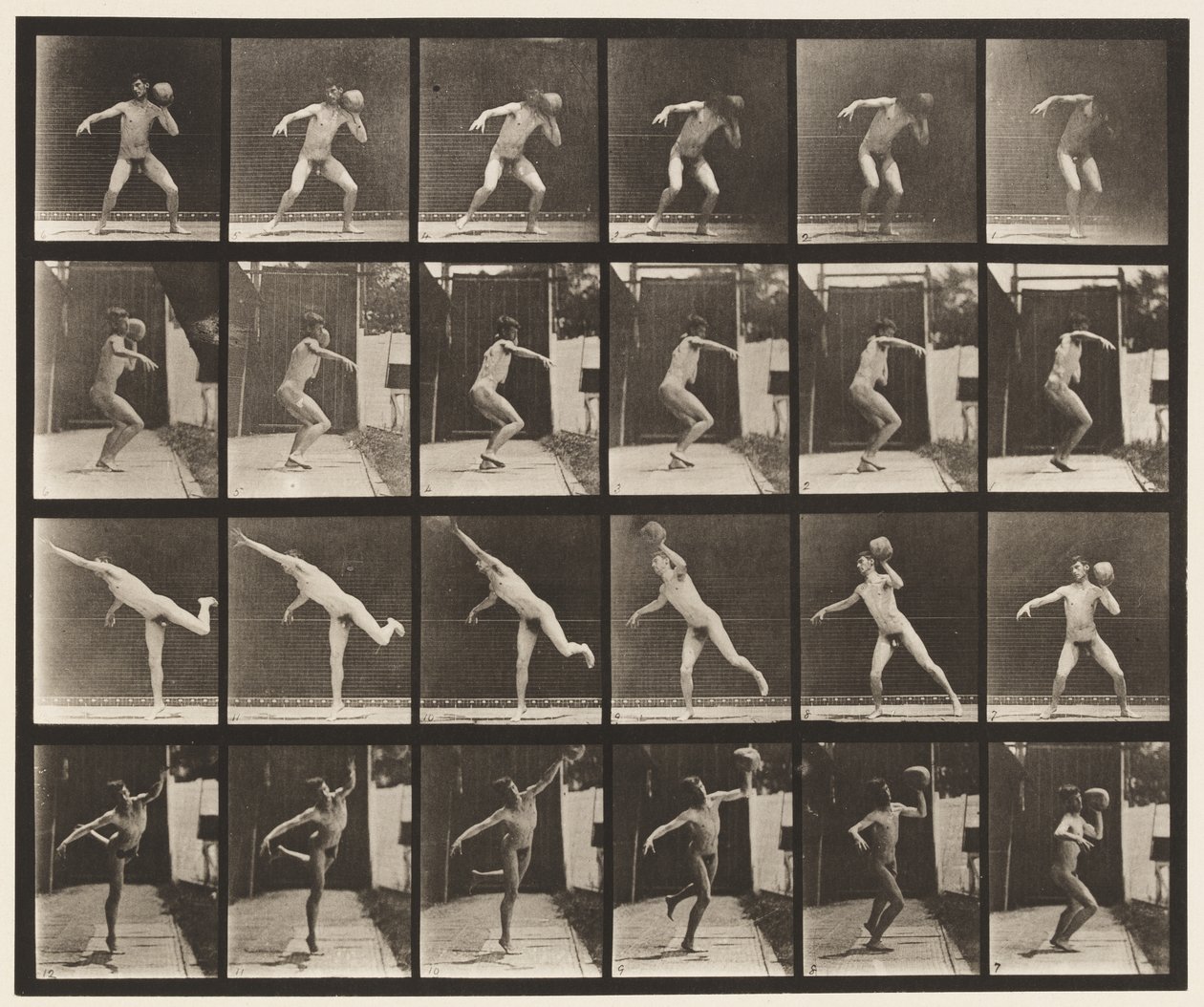 Placa 315. Levantando una roca de 20 lb de Eadweard Muybridge