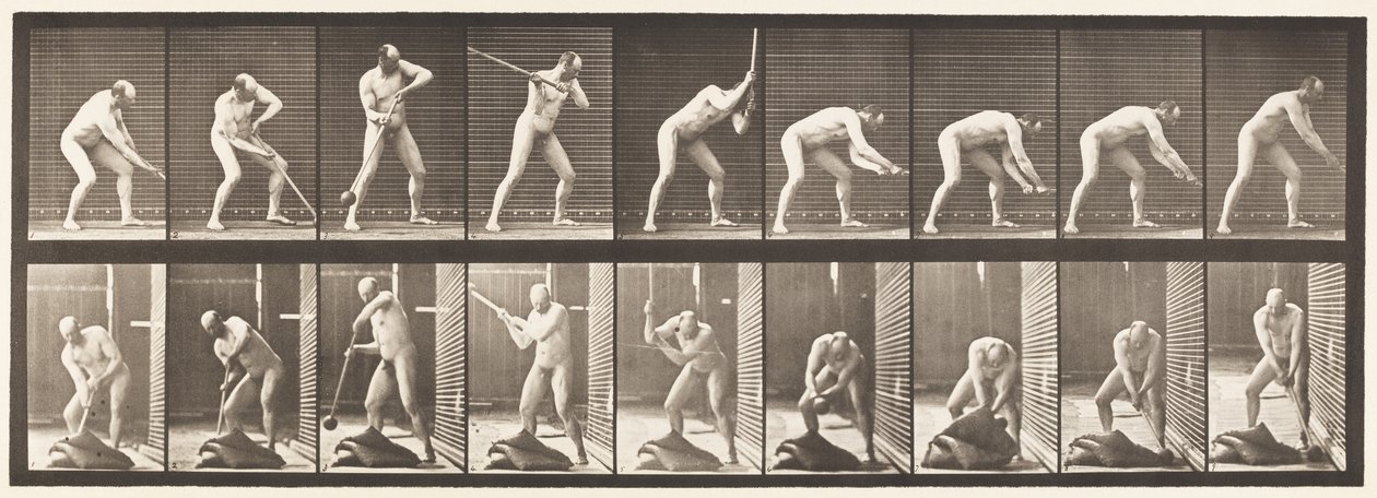 Placa 396. Golpeando con un Mazo de Eadweard Muybridge