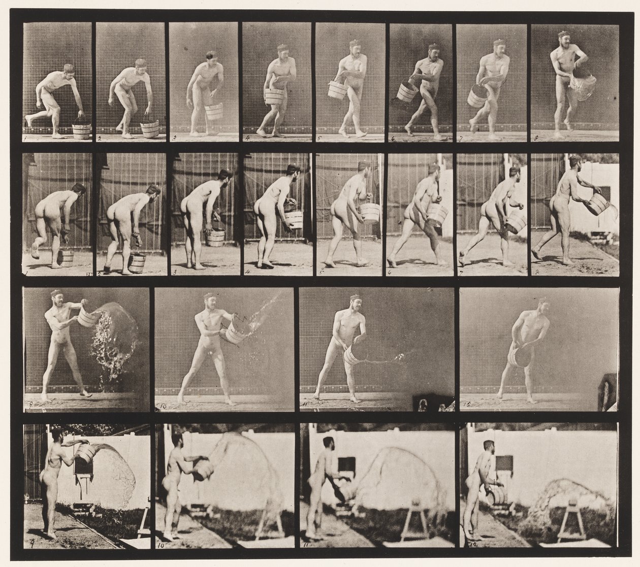Placa 400. Vaciando un cubo de agua de Eadweard Muybridge