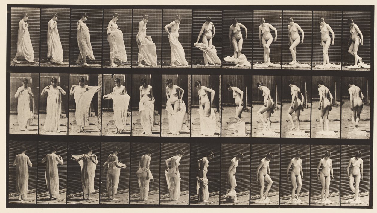 Placa 431. Aseo; quitándose la ropa de Eadweard Muybridge