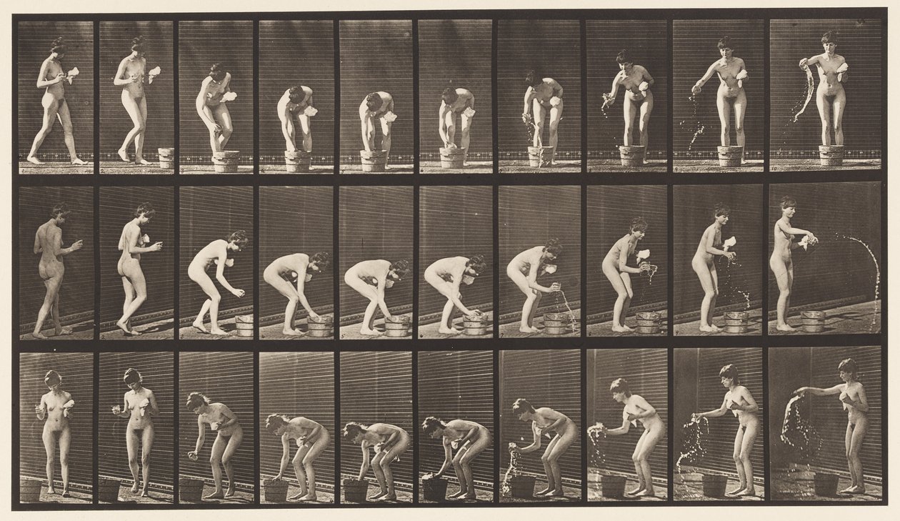 Placa 440. Agachándose y Enjuagando un Vaso de Eadweard Muybridge