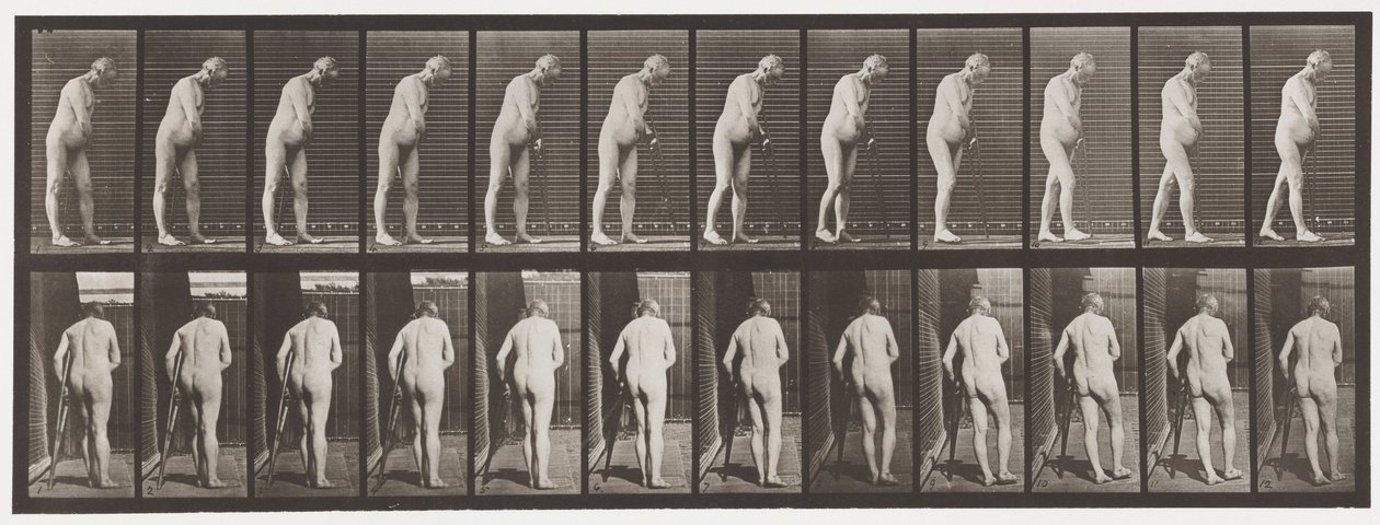 Placa 547. Hemiplejía; caminando con muleta de Eadweard Muybridge