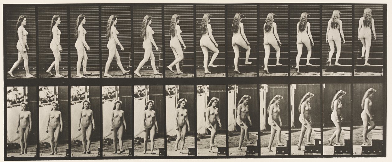 Placa 99. Girando y Subiendo Escaleras de Eadweard Muybridge