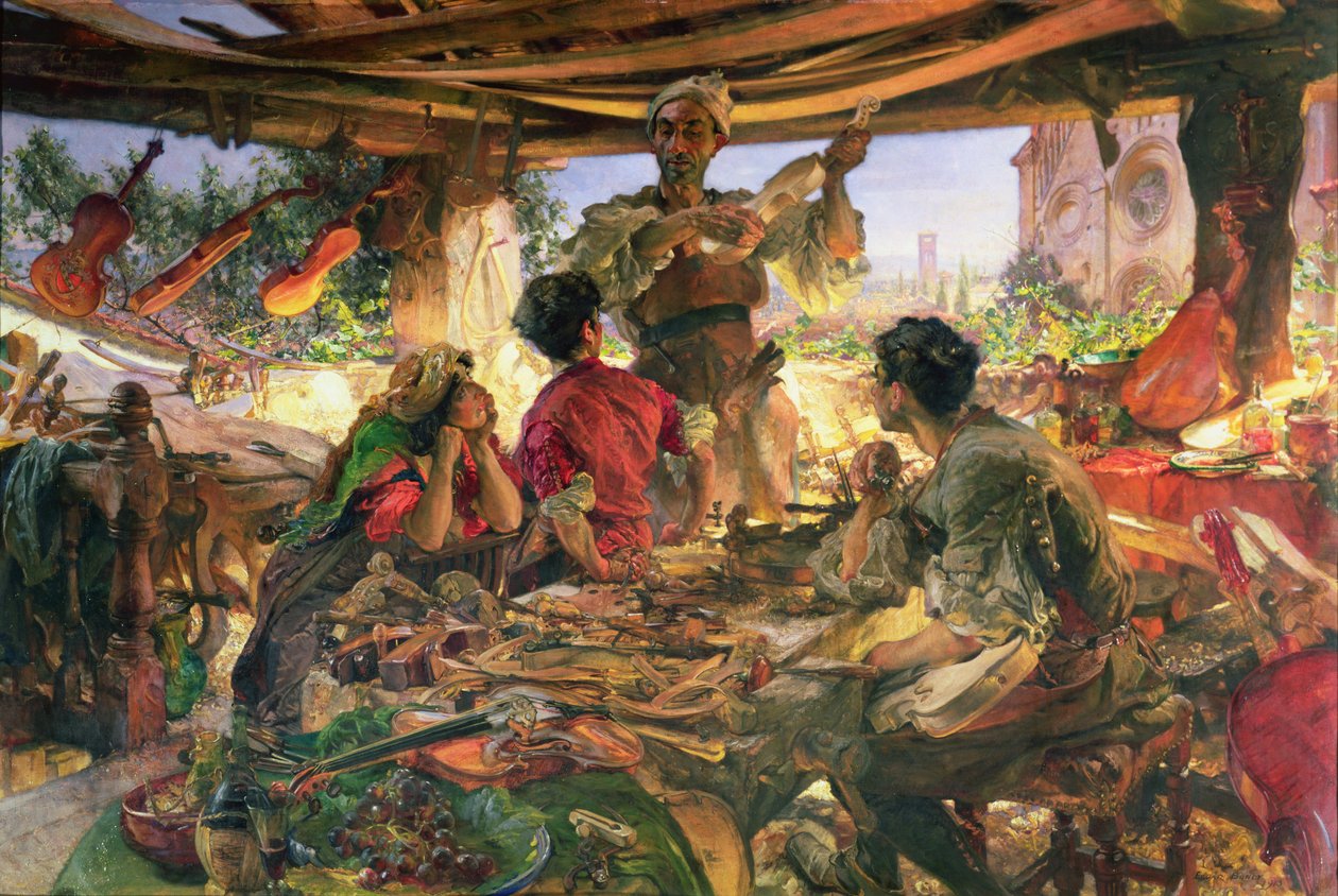 Stradivarius en su taller en Cremona de Edgar Bundy