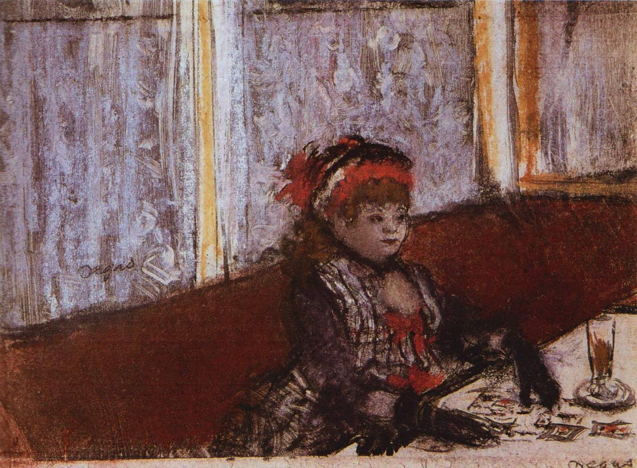 Mujer en un café de Edgar Degas
