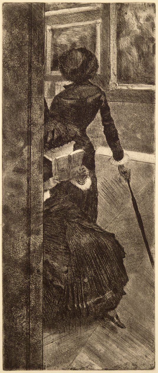 En el Louvre - La Pintora (Mary Cassatt) (detalle) de Edgar Degas