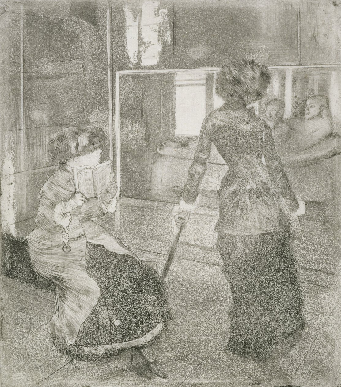 En el Louvre, Mary Cassatt (1845-1926) en la Galería Etrusca de Edgar Degas