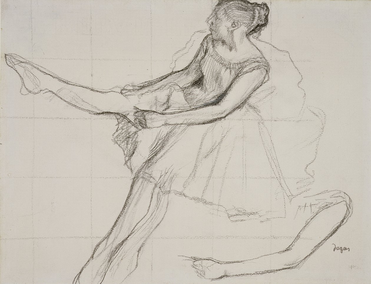 Bailarina ajustando sus medias, c.1880 de Edgar Degas