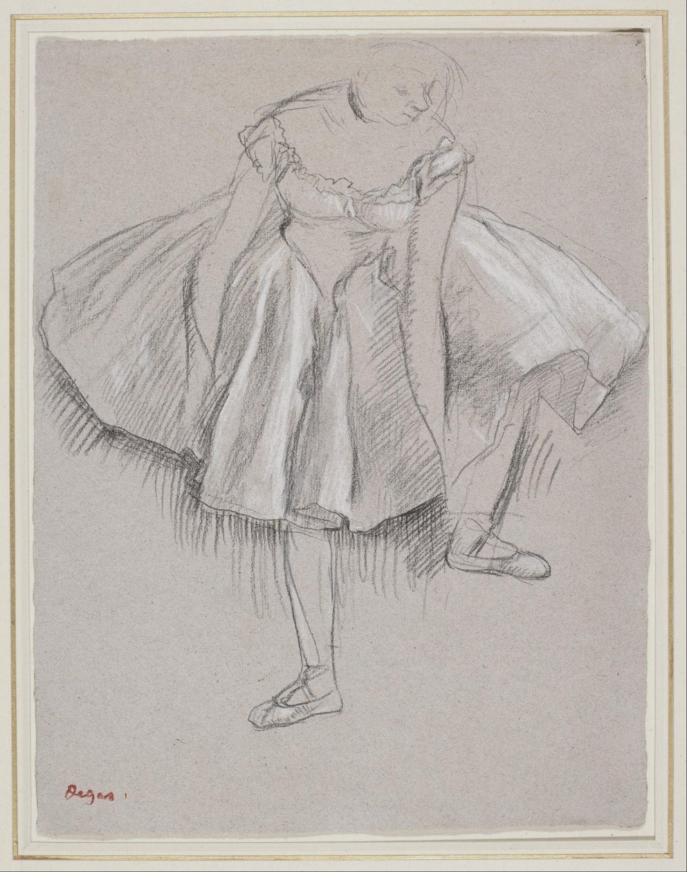 Bailarina ajustando su zapatilla de Edgar Degas