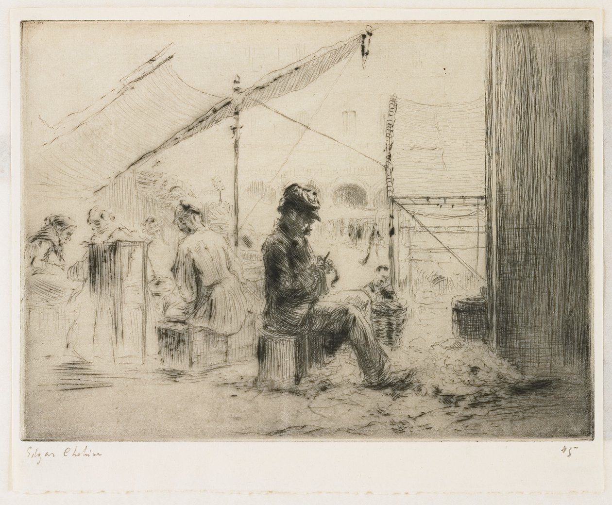 El pelador de alcachofas; Rialto, Venecia de Edgar Chahine