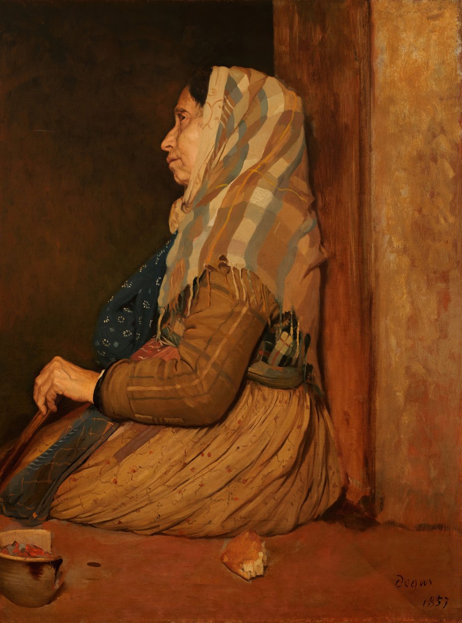 Una mujer mendiga romana, 1857 de Edgar Degas