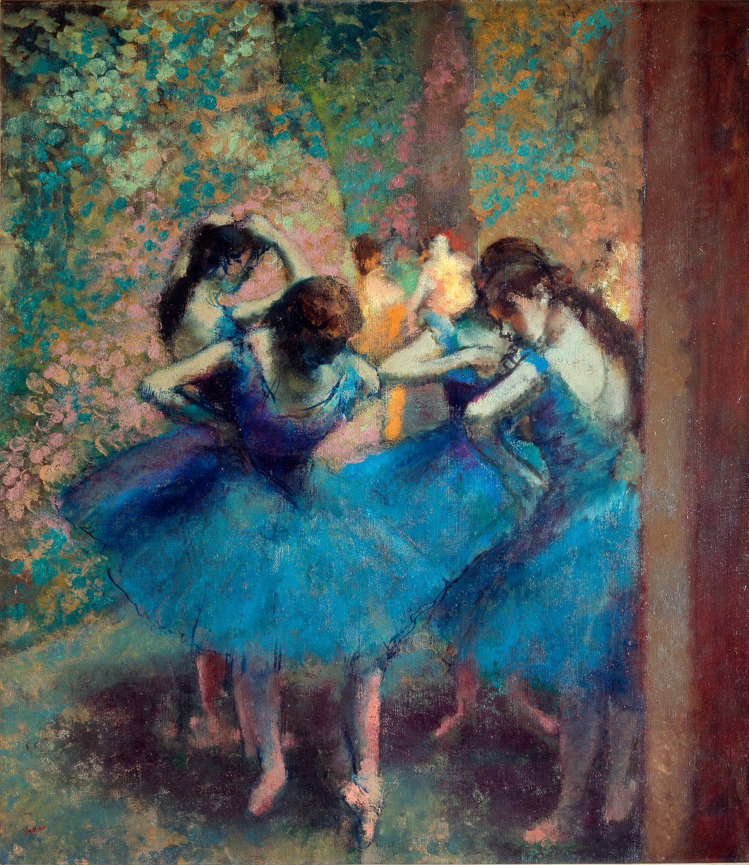 Bailarinas de azul, c.1890 (óleo sobre lienzo) de Edgar Degas