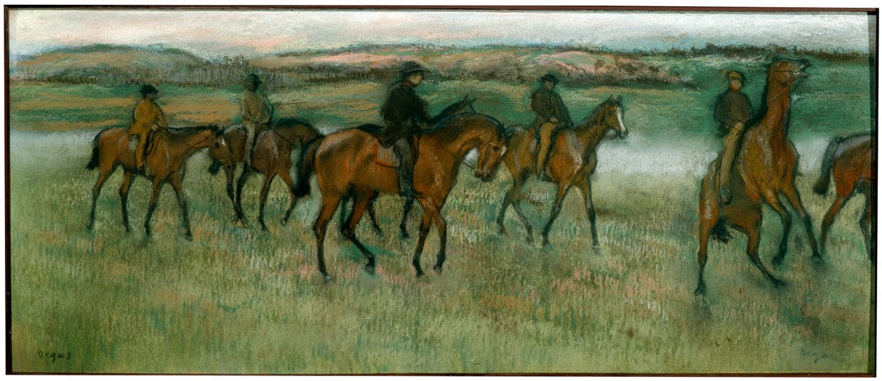 Caballos de carrera ejercitándose, c1880 de Edgar Degas