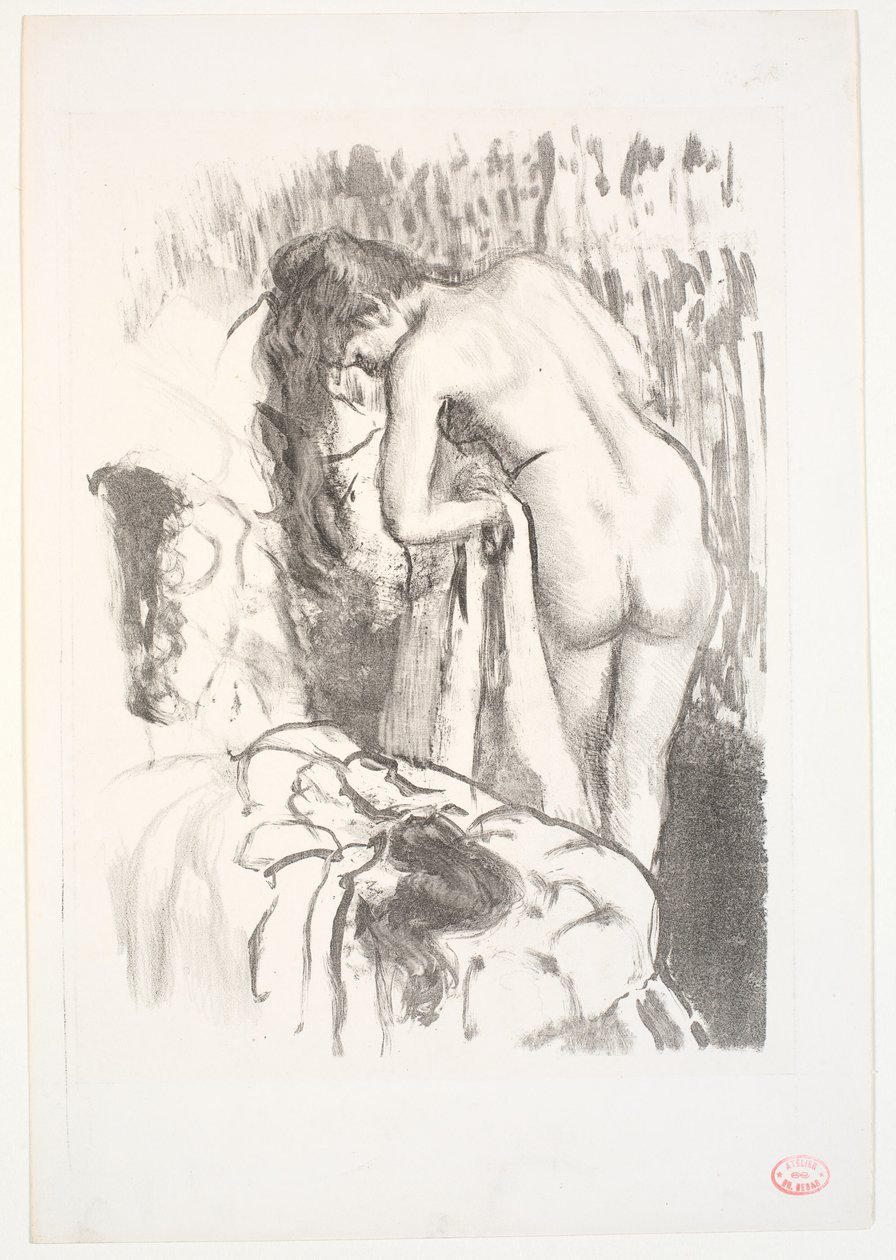 Mujer desnuda de pie en su tocador de Edgar Degas