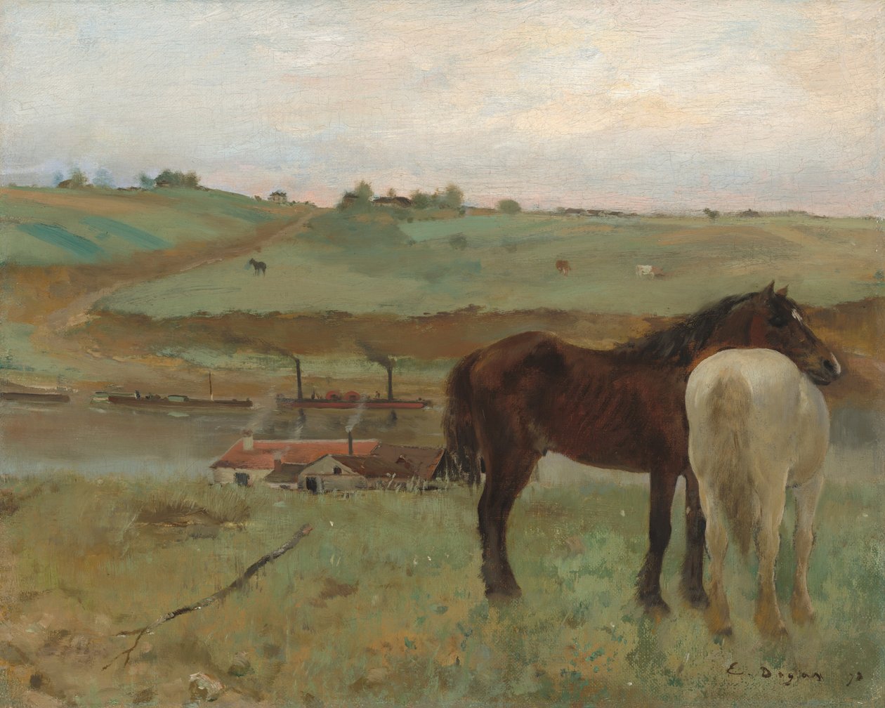 Caballos en un prado, 1871 de Edgar Degas