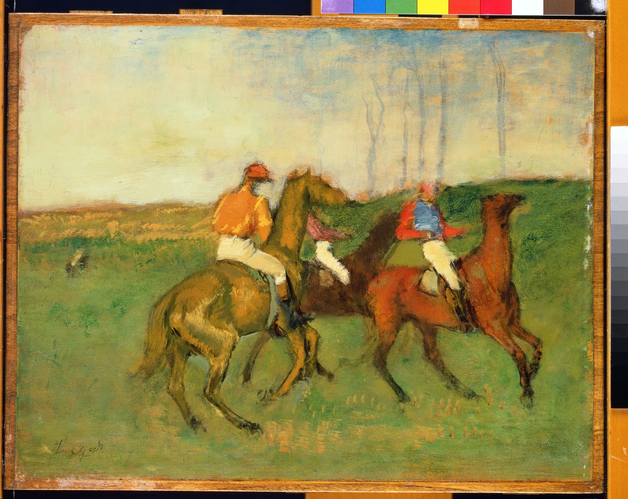 Jinetes y caballos de carrera, c.1890-95 de Edgar Degas