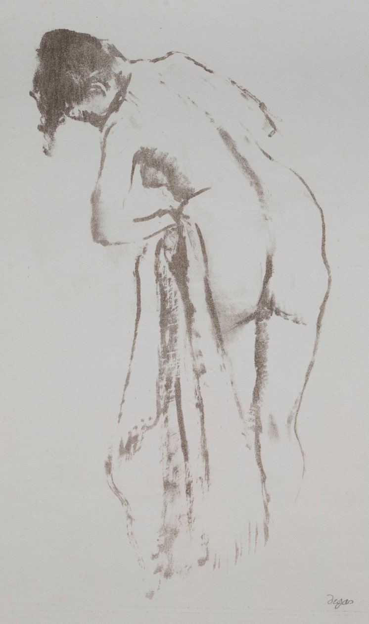 Mujer desnuda con toalla, de pie, 1891-92 de Edgar Degas