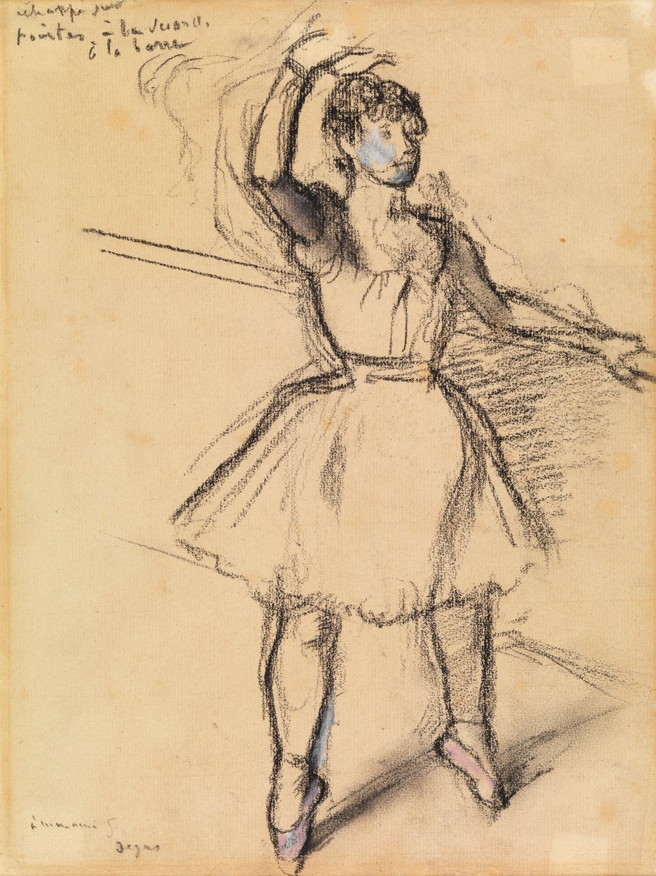 La pequeña bailarina, c.1885 (tiza sobre papel) de Edgar Degas