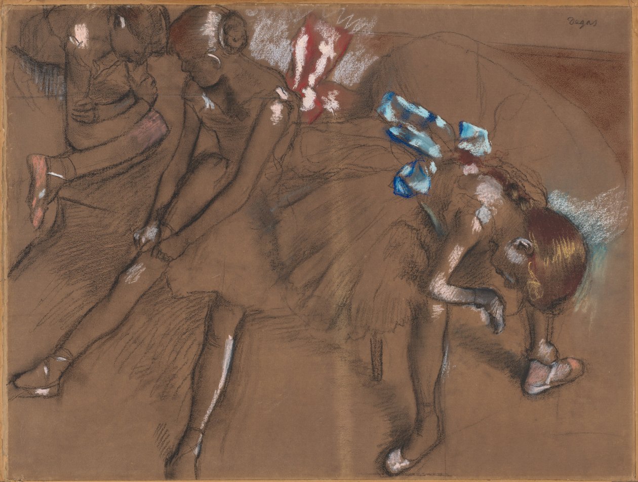 Tres bailarinas descansando, c. 1880 de Edgar Degas