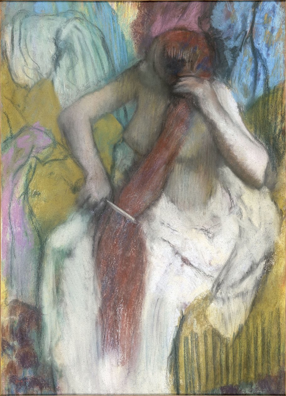 Mujer peinándose el cabello de Edgar Degas