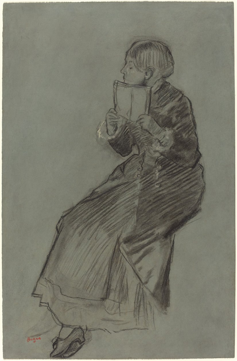 Mujer leyendo un libro, c. 1879 de Edgar Degas