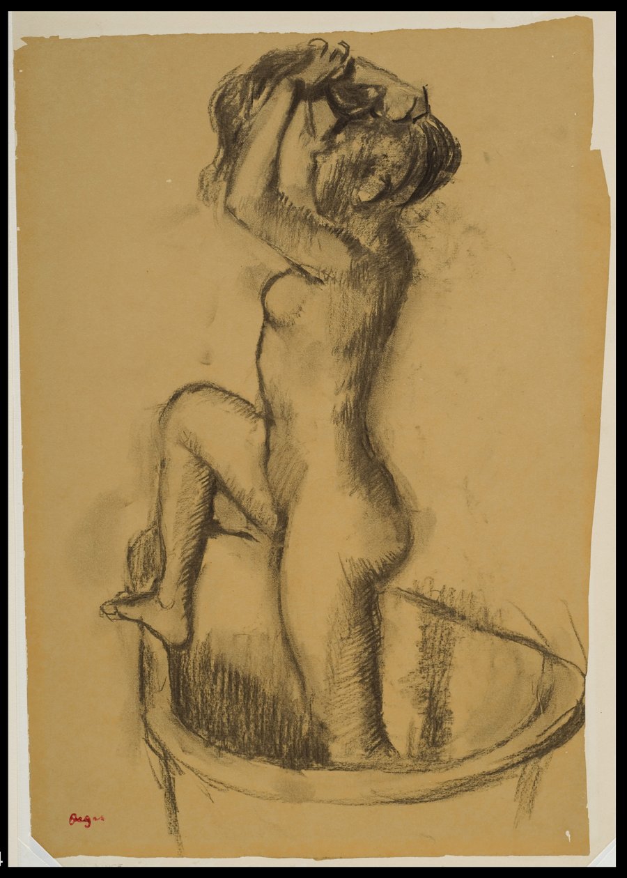Mujer de pie en una bañera de Edgar Degas