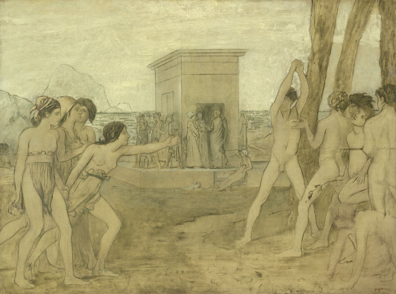 Jóvenes espartanas desafiando a los chicos, c.1860 de Edgar Degas