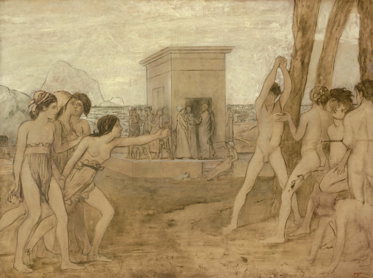 Jóvenes espartanas desafiando a los chicos, c. 1860 de Edgar Degas