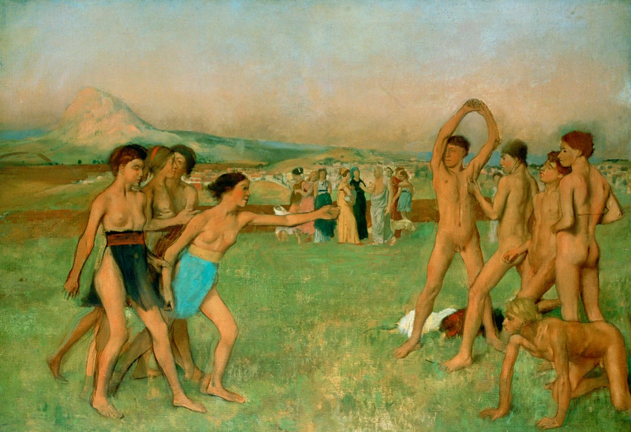 Jóvenes espartanos ejercitándose, c. 1860 de Edgar Degas