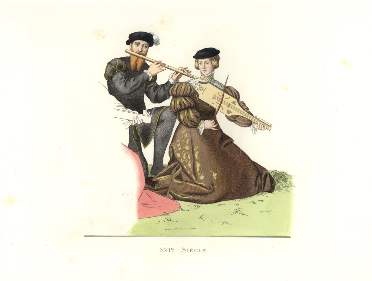 Caballero y dama, Inglaterra de Edmond Lechevallier Chevignard