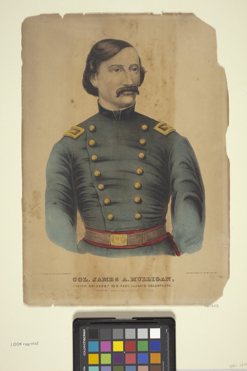 Coronel James A. Mulligan (litografía coloreada a mano) de Edmund Burke Kellogg