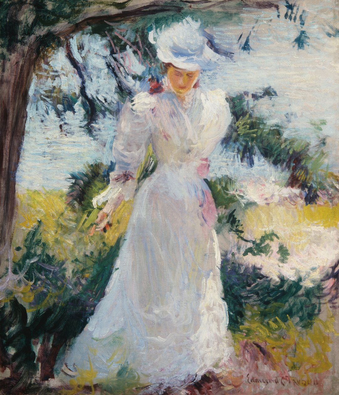 Mi esposa, Emeline, en un jardín de Edmund Charles Tarbell