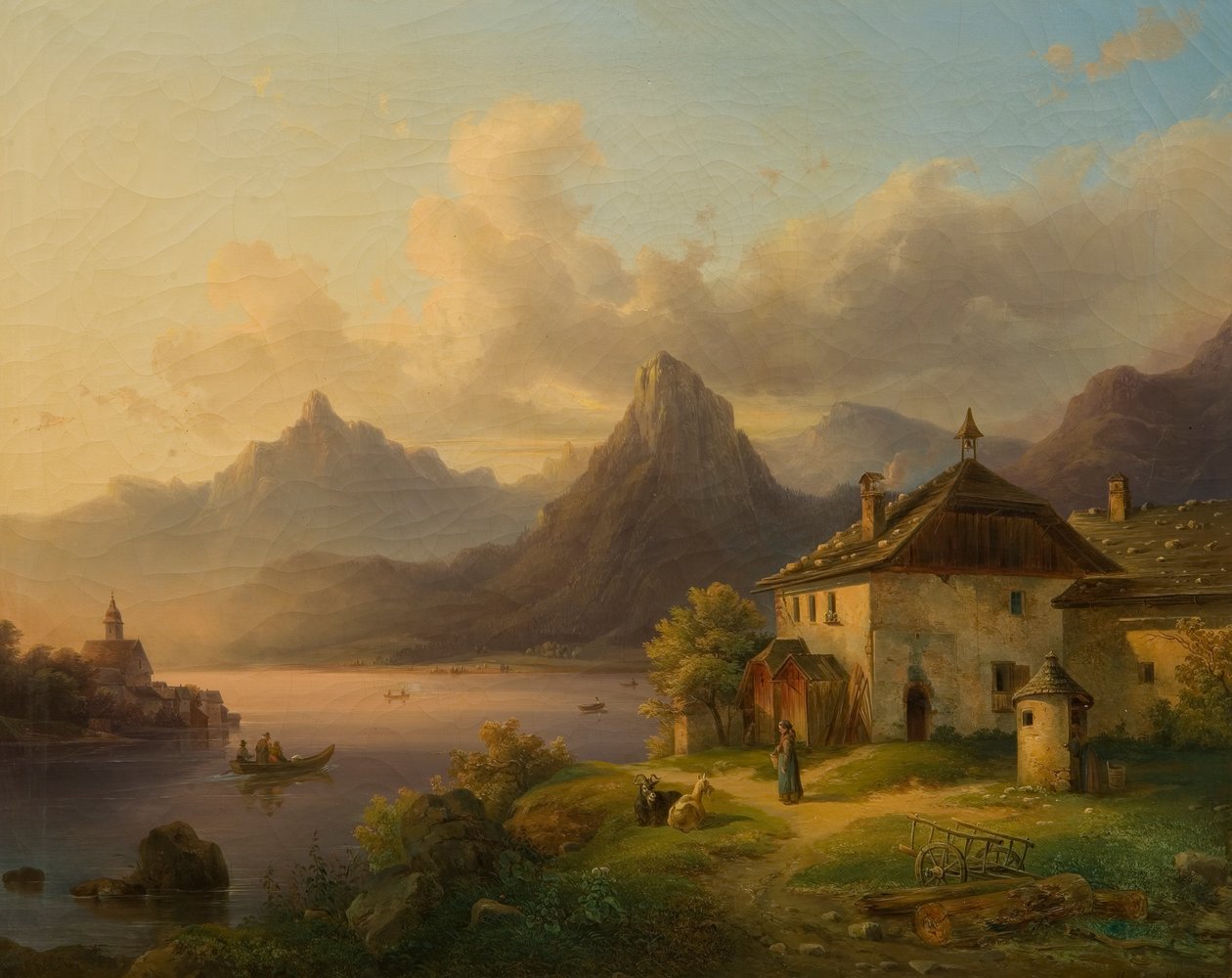 Paisaje con un lago de montaña. de Edmund Mahlknecht