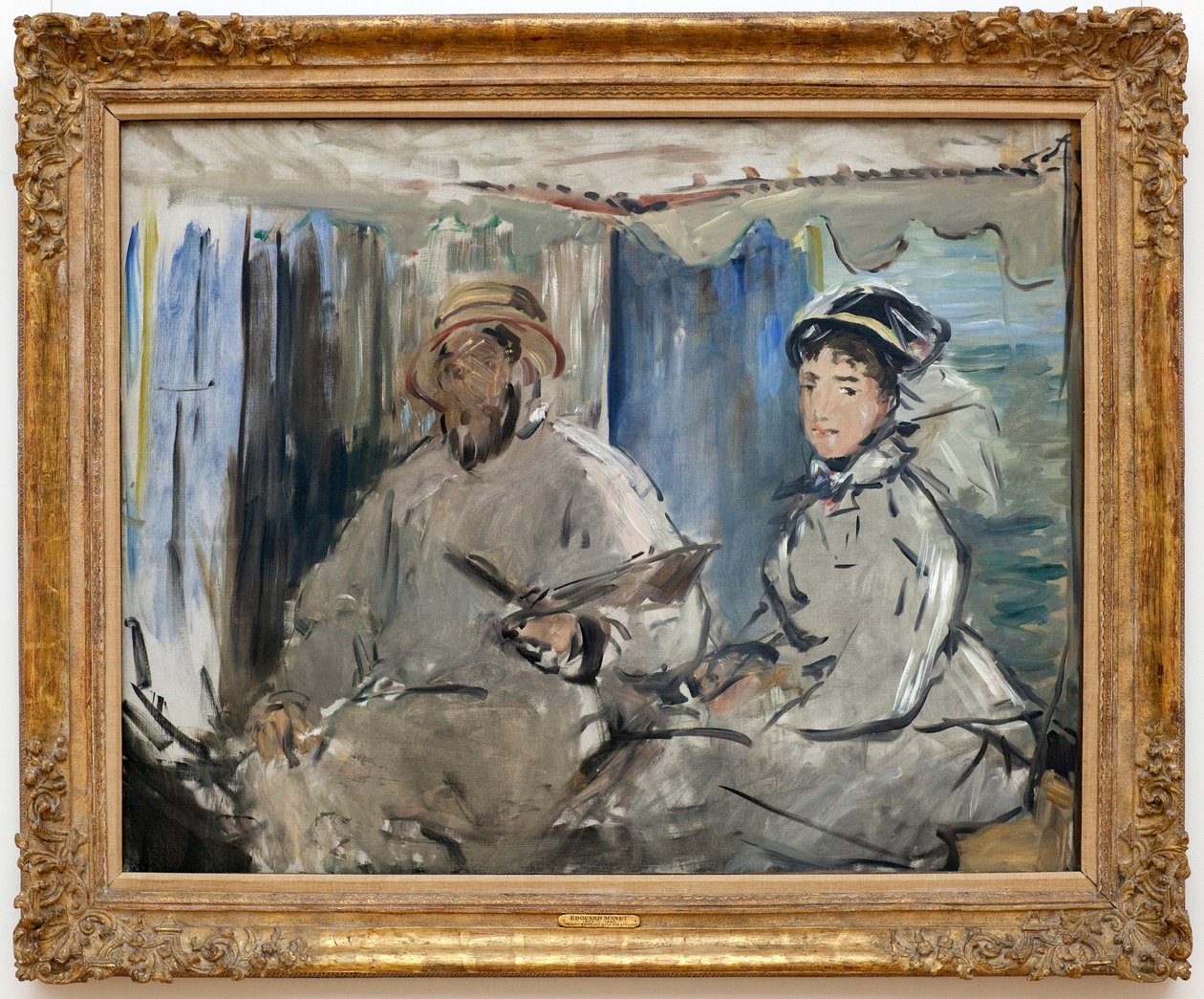 Claude Monet con su esposa Camille, 1874 de Édouard Manet