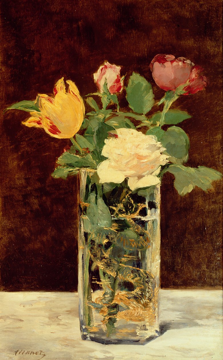 Rosas y tulipanes en un jarrón, 1883 de Édouard Manet