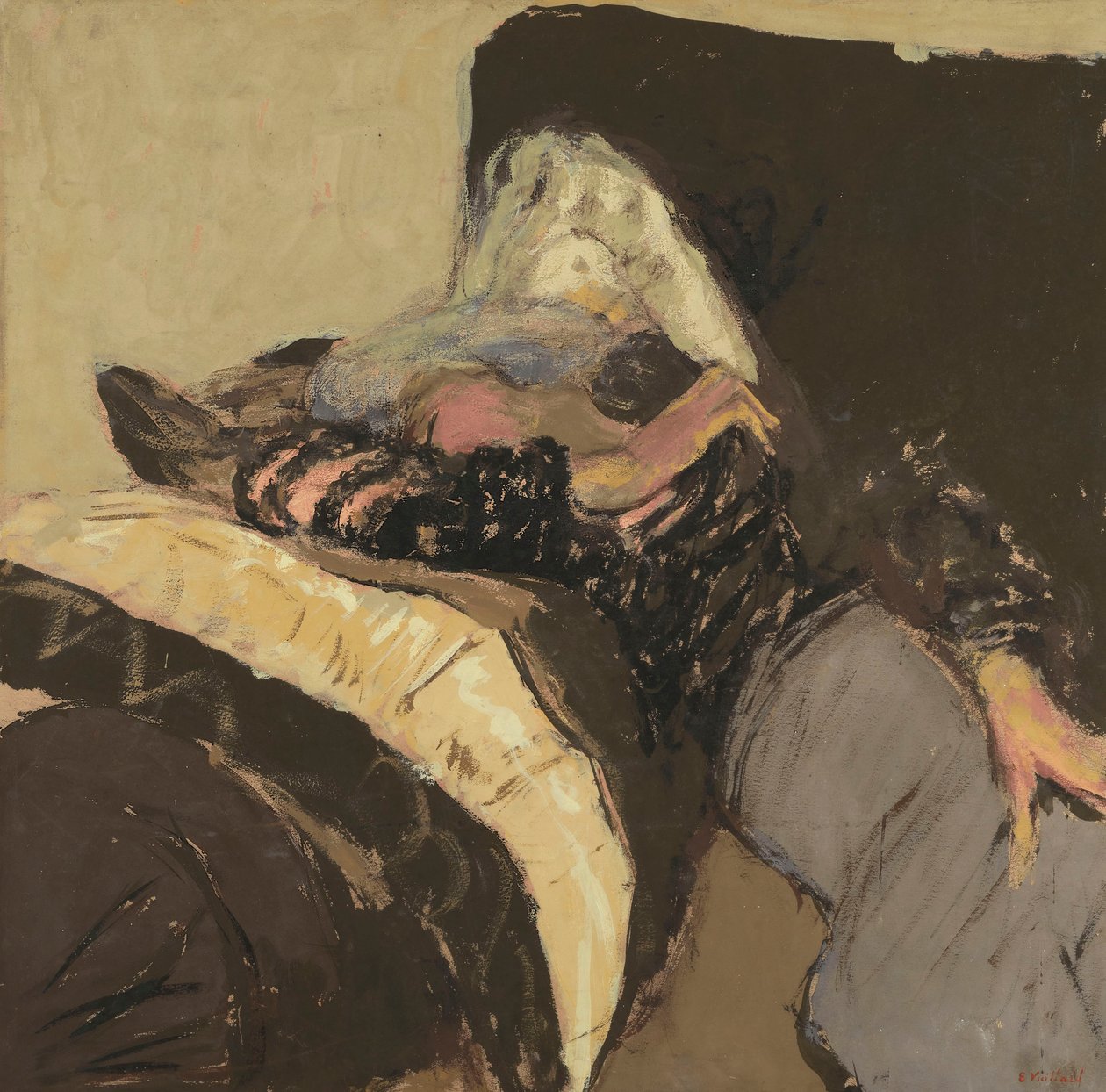Lucy Hessel durmiendo en un diván de Edouard Vuillard