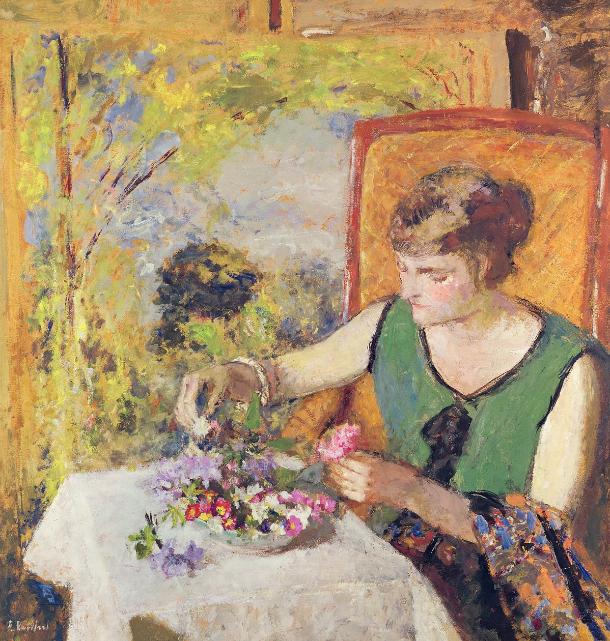 Mujer con un ramo de flores, 1925 de Edouard Vuillard