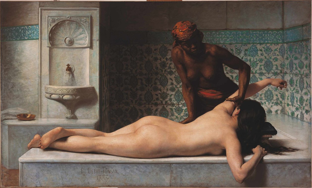 Masaje, escena de hammam, 1883 de Edouard Debat Ponsan