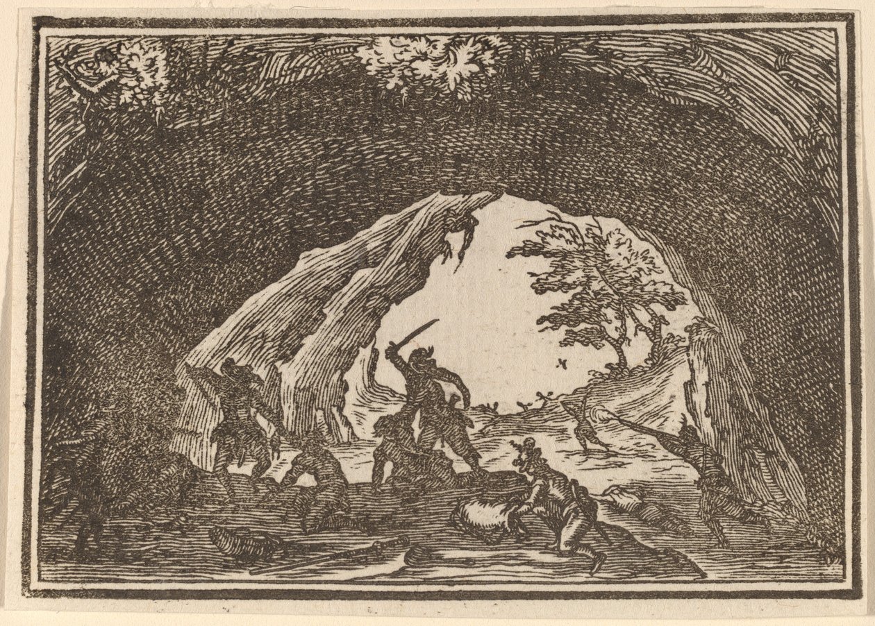 Soldados atacando a ladrones de Edouard Eckman after Jacques Callot