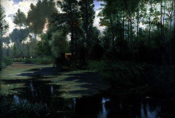 Paisaje con un estanque de Edouard Louis Boudier